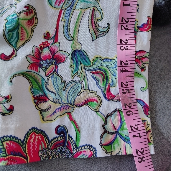 Lauren Ralph Lauren Green Iabel White Floral Straight Leg Pants 10 - Picture 8 of 9